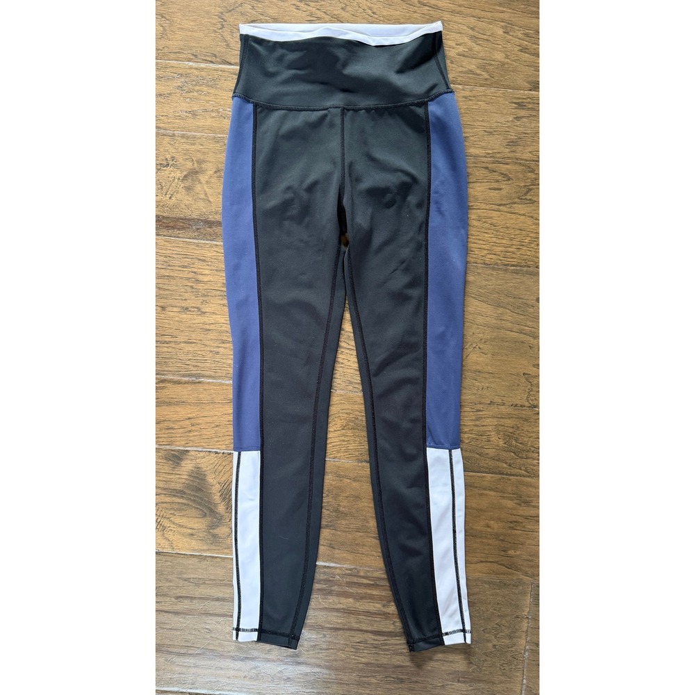 Allfenix Womens High Waisted Colorblock Leggings Black Blue White Activewear S‎